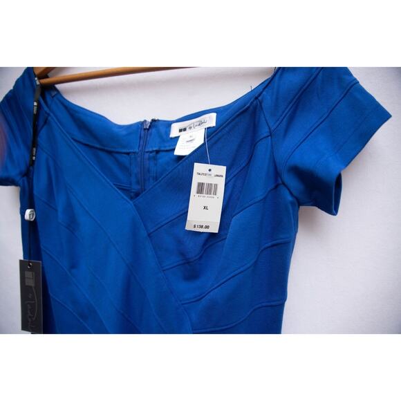 Tadashi Dress XL Sapphire Blue Sheath Off the Shoulder Cocktail Bodycon Occasion - Picture 6 of 11